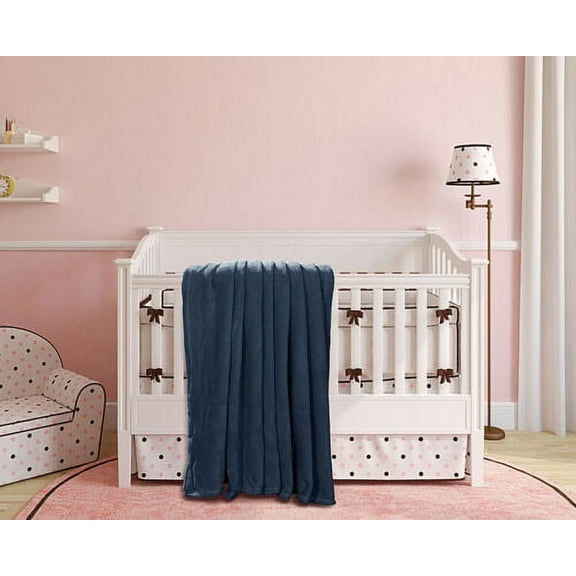 NEW NAVY SOLID VERSATILE SUPER SOFT WARM SMALL THROW COZY NEW BORN, TODDLER, KIDS BLANKET WARM FUZZY MICROPLUSH MULTIPURPUSE 50" X 60"