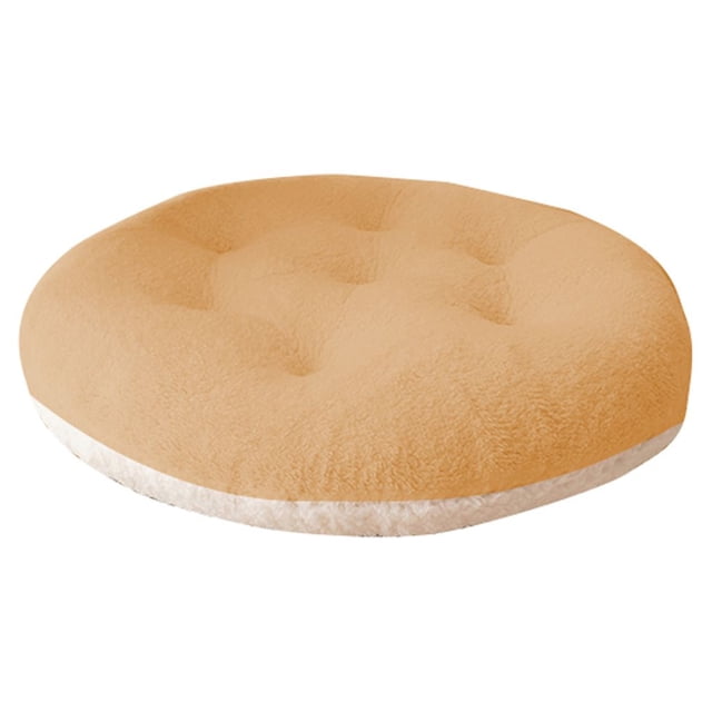 Injueey Cojines redondos para sillas, cojín de felpa de estilo japonés, sillas de comedor, almohada de lana de cordero, tapete Tatami para Decoración del hogar Blanco tostado