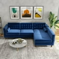 thumbnail image 3 of Owen Navy Blue Velvet Modern Living Room Corner Sectional Couch, 3 of 6