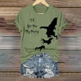 thumbnail image 2 of HCURIBAD Clearance! T Shirts for Women, Graphic Tees Women's Halloween Witch Print Crew Neck T Shirt, Funny T-shirts, Womens Casual Tops, Clearance Sale Green M, 2 of 4