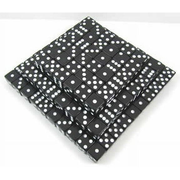 Black Opaque Dice with White Pips D6 16mm (5/8in) Bulk Pack of 200 Koplow Games