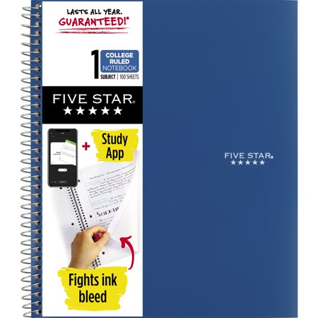 UPC: 0043100725657 | Five Star Wirebound Notebook Plus Study App  1 Subject  College Ruled  Pacific Blue (820002D-WMT)
