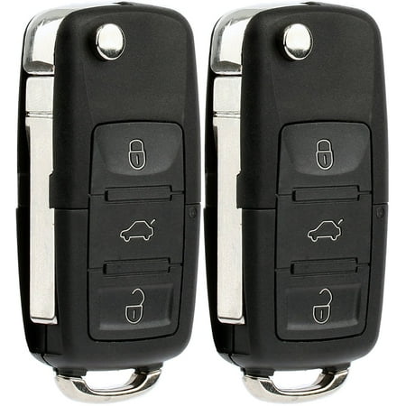 Flip Key Vw 2 PACK KeylessOption Keyless Entry Remote Control Car Flip Key Fob Replacement HLO1J0959753AM, HLO1J0959753DC for 2002-2009 VW Volkswagen Beetle Golf Jetta Passat ()