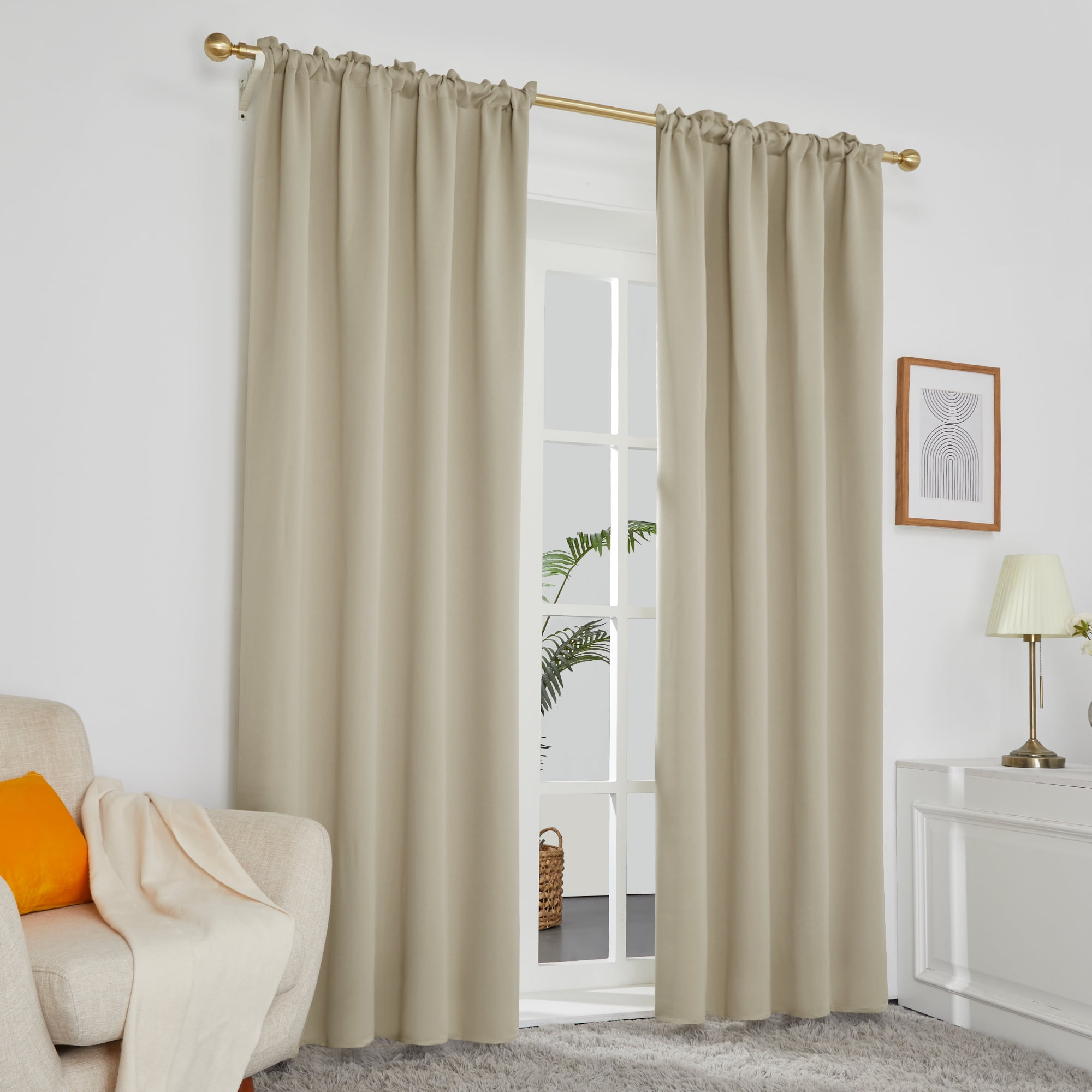 ZOPZO Bedroom Blackout Curtains Rod Pocket Light Blocking Window Curtains for Living Room 52 x 72 inch Beige 2 Pieces