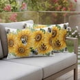 thumbnail image 2 of Outdoor Waterproof Pillow Covers Watercolor Blossom Sunflower Bee Decorative Throw Pillow Protectors,Pillowcase Cushion Cases for Patio Sofa Garden Couch,20x12in,Pack of 2, 2 of 14