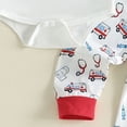 thumbnail image 5 of mgoYE Newborn Baby Boy Clothes Long Sleeve Romper Pants Hat Set Ambulance Print Fall Winter 3PC Clothes for Baby Boys, 5 of 6
