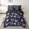 thumbnail image 2 of jejeloiu Cartoon Butterflies 7pcs Bedding Comforter Set,Cute Stars Print Queen Bedding Sets,Purple Blue Black Queen Sheet Sets For Girls Kids,Luxury Bedroom Decor Reversible, 2 of 8