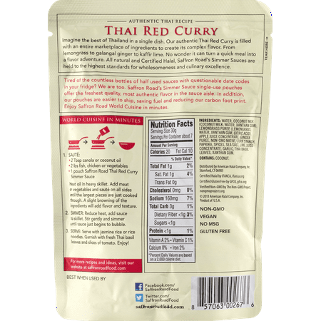 Saffron Road Simmer Sauce Thai Red Curry 7 Oz