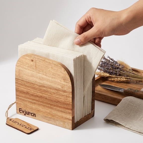 Austok Wood Napkin Holder for Table, Wooden Upright Napkin Holders for Kitchen, Standing Napkin Dispenser for Kitchen Dining Room Party Cocktail Outdoor Use