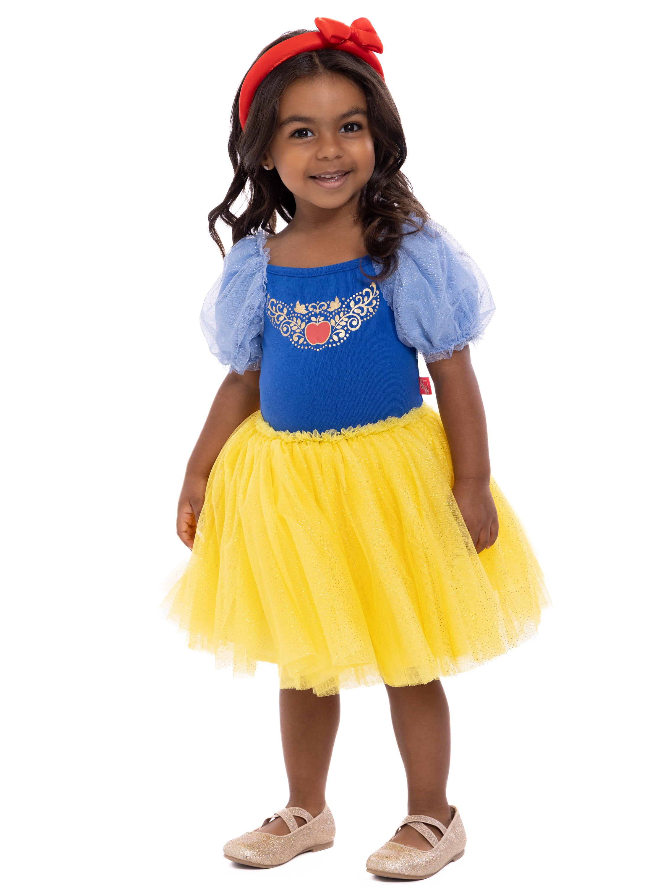 Disney Princess Toddler Girls Snow White Cosplay Tutu Dress with Puff Sleeves, Sizes 12M-5T