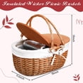 thumbnail image 2 of Wicker Insulated Picnic Basket with Lid Wicker Picnic Basket with Folding Handles and Insulated Cooler Bag for Camping Outdoor Easter Valentine Birthday Gift(White), 2 of 6