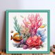 thumbnail image 2 of Hilo Algodón Ecológico Bordado Punto Cruz Coral Fondo Marino Impreso 14CT 40x40cm, 2 of 9