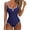 Royal Blue #018, variant on Women Sexy Tummy Control One Piece Swimsuits V Wired Slimming Bathing Suit Color Block Printed Swimwear Red L
