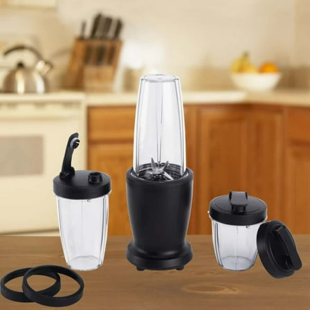 Blender set, portable blender, multi-functional blender, easy to clean, with 3 sizes of containers, 2 drinking caps, stainless steel blades