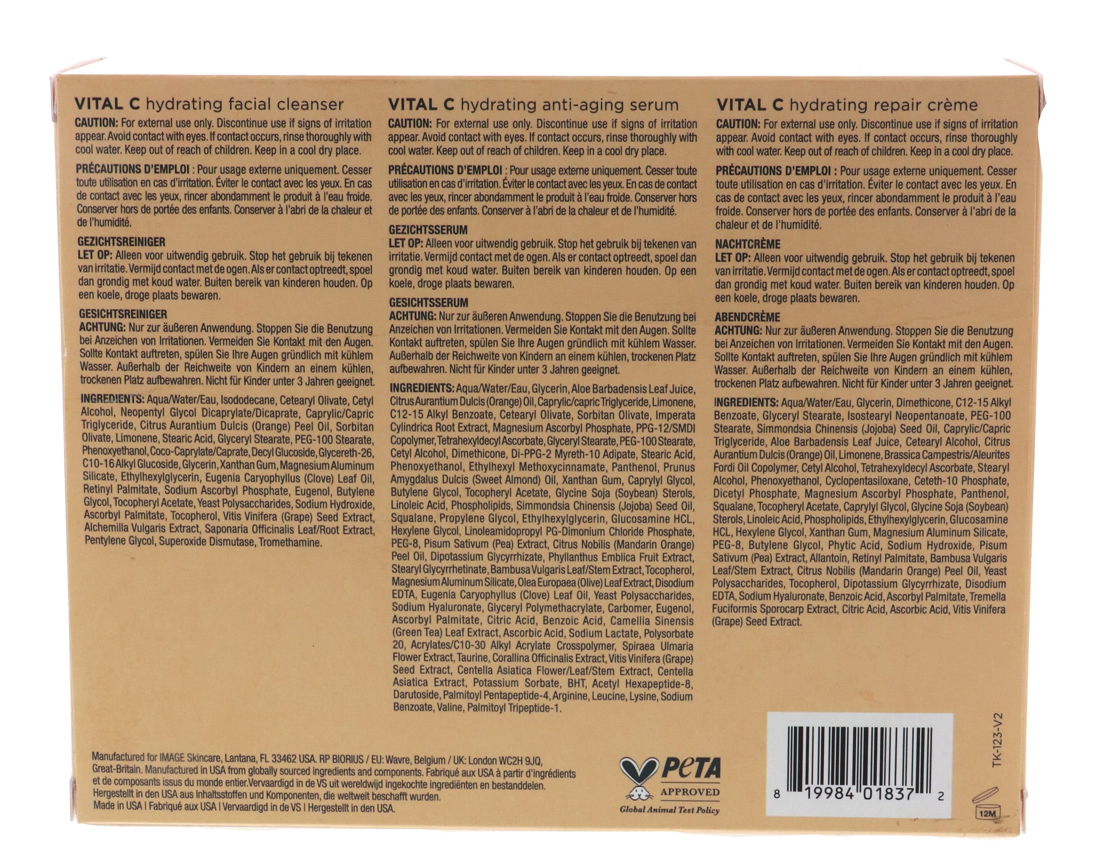 Image Skincare Vital Hydration Kit (Facial Cleanser, 1.7 oz, Anti-Aging Serum, 0.5 oz, Repair Creme, 1 oz)