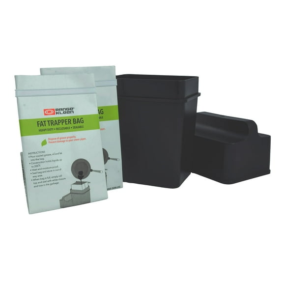 Range Kleen 2-Piece Black Fat Trapper with 2 Resealable Disposable Bags