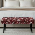 thumbnail image 5 of CHAQLIN Burgundy-toned Vintage Floral Stretch Bench Covers, Anti-Pet Hair Polyester Spandex Dining Bench Covers for Bedroom Dining Room, 5 of 9