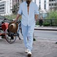 thumbnail image 3 of Camisa de cuello a rayas explosiva para hombre, pantalones, traje deportivo casual de tendencia, cuatro estaciones, Europa y Estados Unidos, 3 of 5
