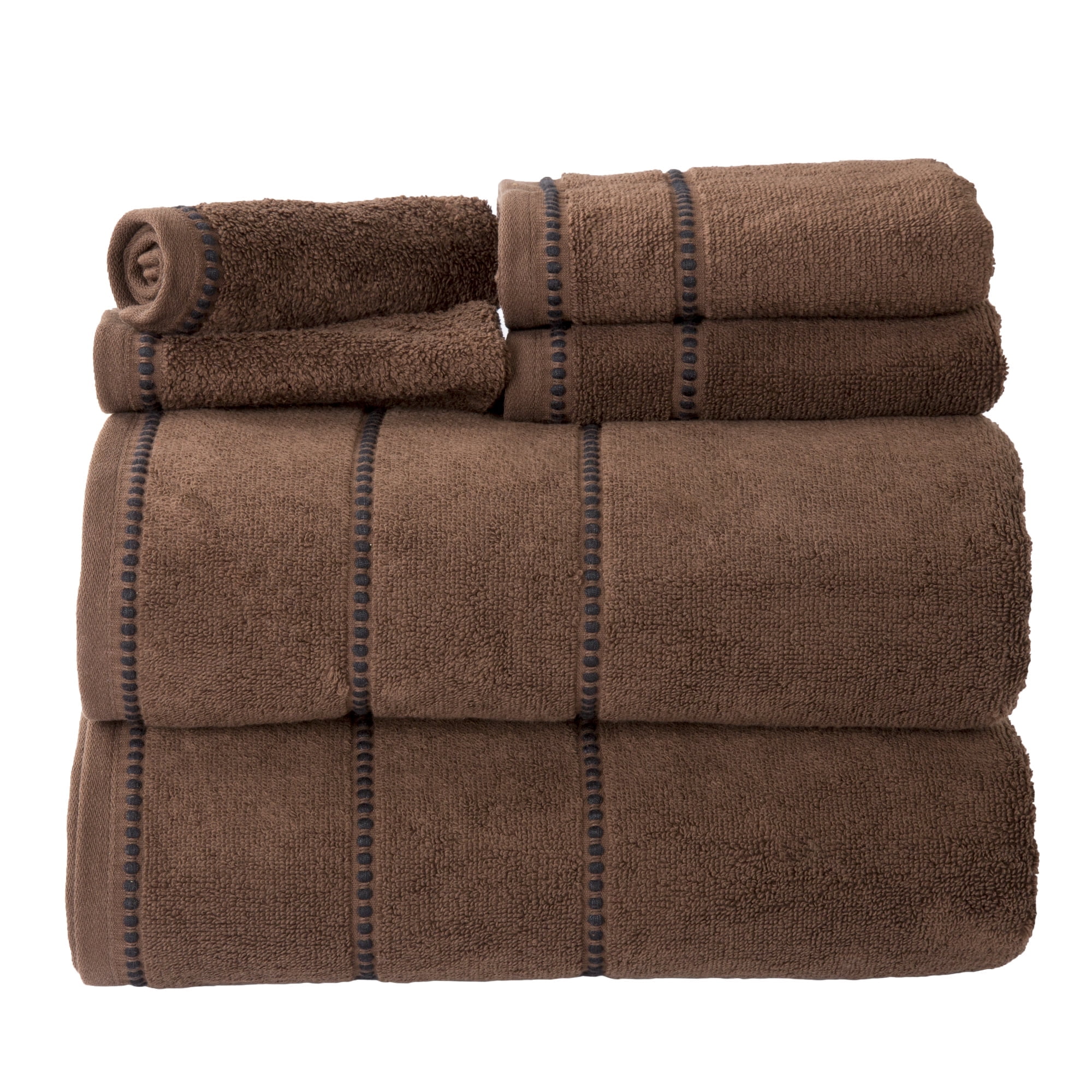Somerset Home 6-Piece Quick Dry Bath Towels Set - 100% Cotton Towel Set for Bath, Gym, and Spa (Chocolate)