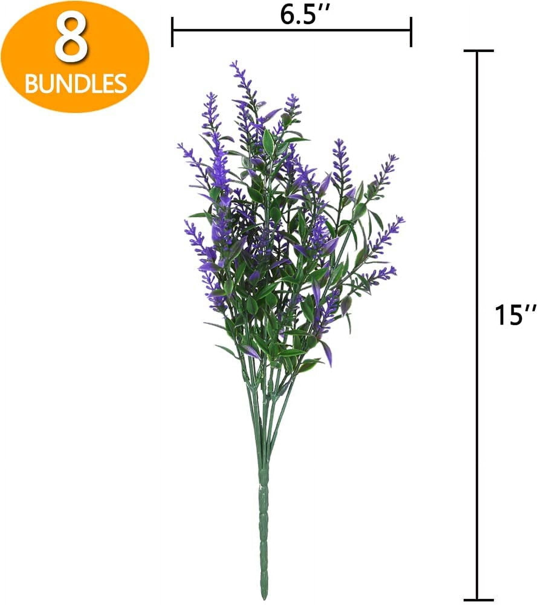 MAMOWEAR Artificial Lavender Flowers Outdoor Flowers UV Resistant Plastic Artificial Plants Fake Shrubs Flowers Greenery Bushes for Outdoor Garden Home Porch Box Decor(16PCS Purple)