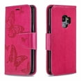 thumbnail image 3 of Allytech Galaxy S9 Case, Slim Fit PU Leather Folio Butterfly Embossed Shockproof Wrist Hand Strap Flip Cards Holder Wallet Case TPU Back Cover for Samsung Galaxy S9,Red, 3 of 8