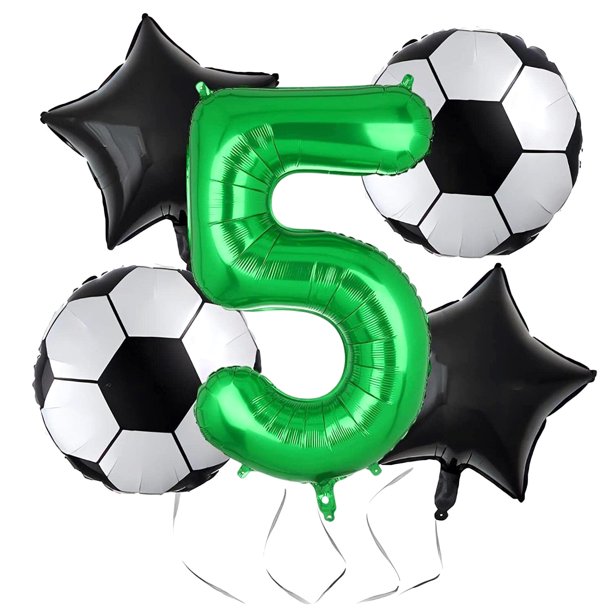 Set de globos de fútbol para fiesta de 5.º cumpleaños, 32"
