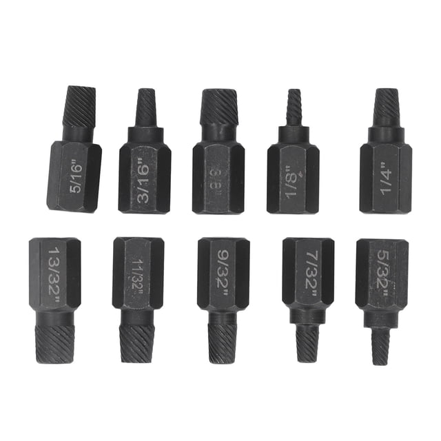 Broken Screw Extractor Set Damaged Screw Extractor Damaged Screw Remover Damaged Screw Remover Kit Broken Screw Removal Tool 10Pcs Broken Screw Extractor Set 1/4 7/32 3/16 5/32 1/8