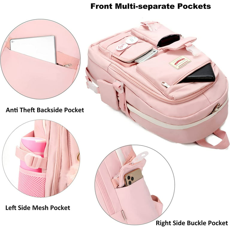 Petmoko Laptop Backpacks 15.6 inch School Bag College Backpack Anti Theft Travel Daypack Large Bookbags for Teens Girls Women Students (Pink), Girl's