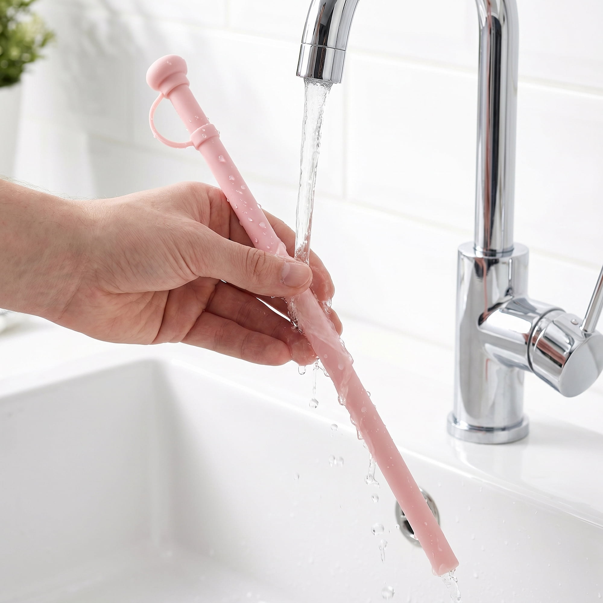 Unique Bargains 8Pcs Reusable Durable Silicone Dishwasher Safe Straws Pink