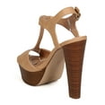 thumbnail image 3 of Breckelles ED41 Leatherette Peep Toe T-Strap Wooden Chunky Heel Sandal - Papaya (Size: 6.0), 3 of 6