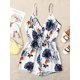 thumbnail image 2 of Women's V Neck Tropical Print Elastic Waist Tulip Hem Cami Romper Plantas Blanco M Plantas Blanco M Xishao ropa, 2 of 2