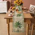 thumbnail image 2 of Summer Palm Tree Cotton Linen Rectangle Table Runners 13"x72", Vintage Green Brown Tropical Botanical Coffee Table Runner Dresser Scarves Luxury Table Runners for Wedding Party Banquet Dinner Decor, 2 of 8
