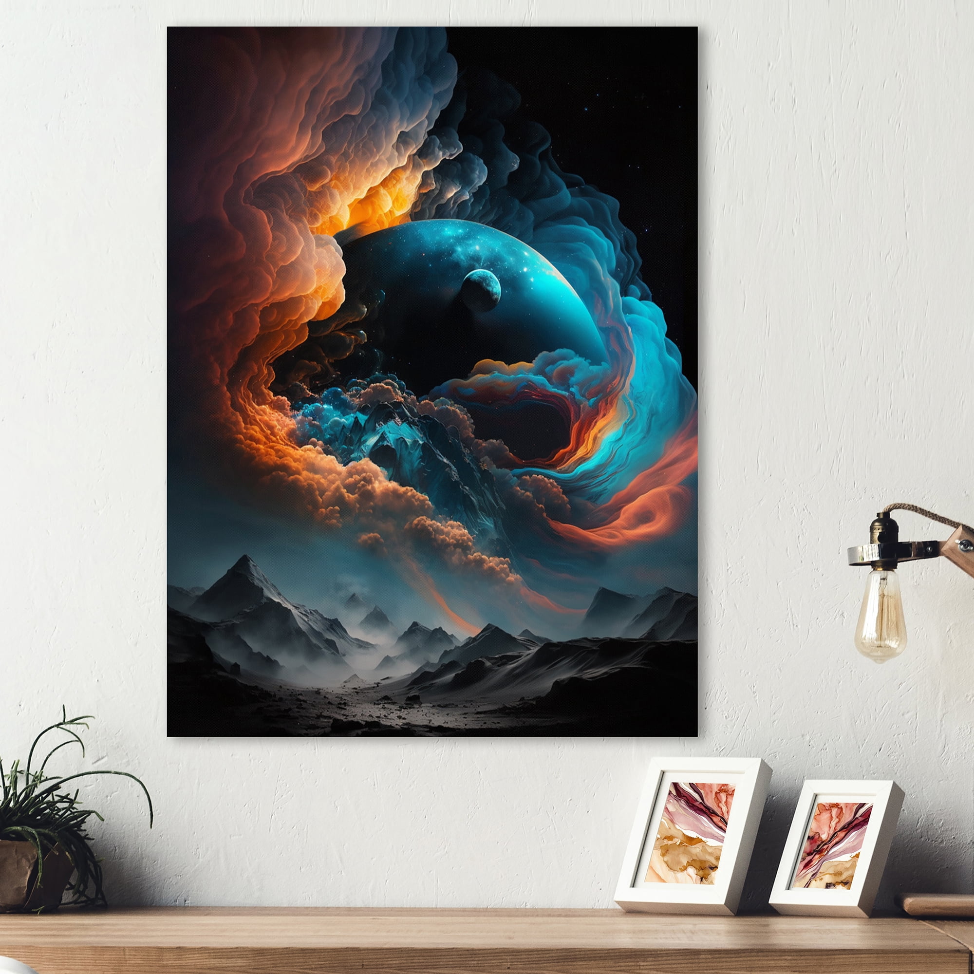 Designart Futuristic Landscape In Space IV Canvas Wall Art
