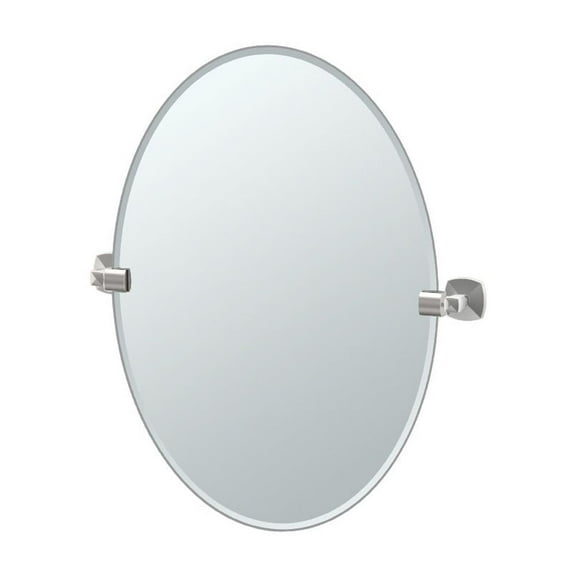 Gatco Jewel 26.5" Frameless Oval Mirror, Satin Nickel