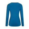 thumbnail image 7 of AXXD Blue Basic Work Blouses for Women Summer 2024 Winter Sexy Elasticity V Neck Long Sleeve Tops Versatile Regular Blouse, 7 of 7