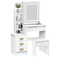 thumbnail image 3 of Trendix Vanity Desk with Sliding Mirror Dressing Table Set Vanity Mirror 3 Lighting Color Adjustable Dressing Table, Makeup Table with Drawers & Shelves, Hidden Storage Space, 3 of 8