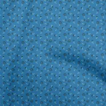 oneOone Polyester Spandex Medium Blue Fabric Floral Ditsy Sewing Craft Projects Fabric Prints By Yard 56 Inch Wide