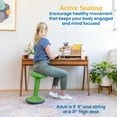 thumbnail image 3 of ECR4Kids Sitwell Wobble Stool with Cushion, Adjustable Height, Active Seating, Grassy Green, 3 of 9