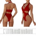 thumbnail image 6 of Women's Hollow Bikini Sexy Solid Color One-piece, Red M, 6 of 7