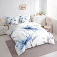 thumbnail image 3 of jejeloiu Blue Flower Floral 7pcs Bedding Comforter Set,Modern Aesthetic Art Queen Bedding Sets,Rustic Plant Queen Sheet Sets For Men Women,Breathable Home Decor Reversible, 3 of 8