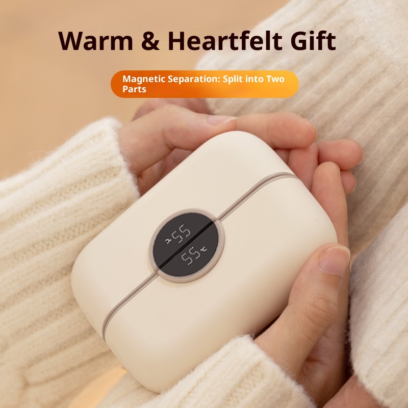 Magnetic Rechargeable Hand Warmers 6000mAh Pocket Portable Electric Hand Warmers with Power Bank Function, LED Display, 4 Heating Fast Heating Levels, Travel Essentials
