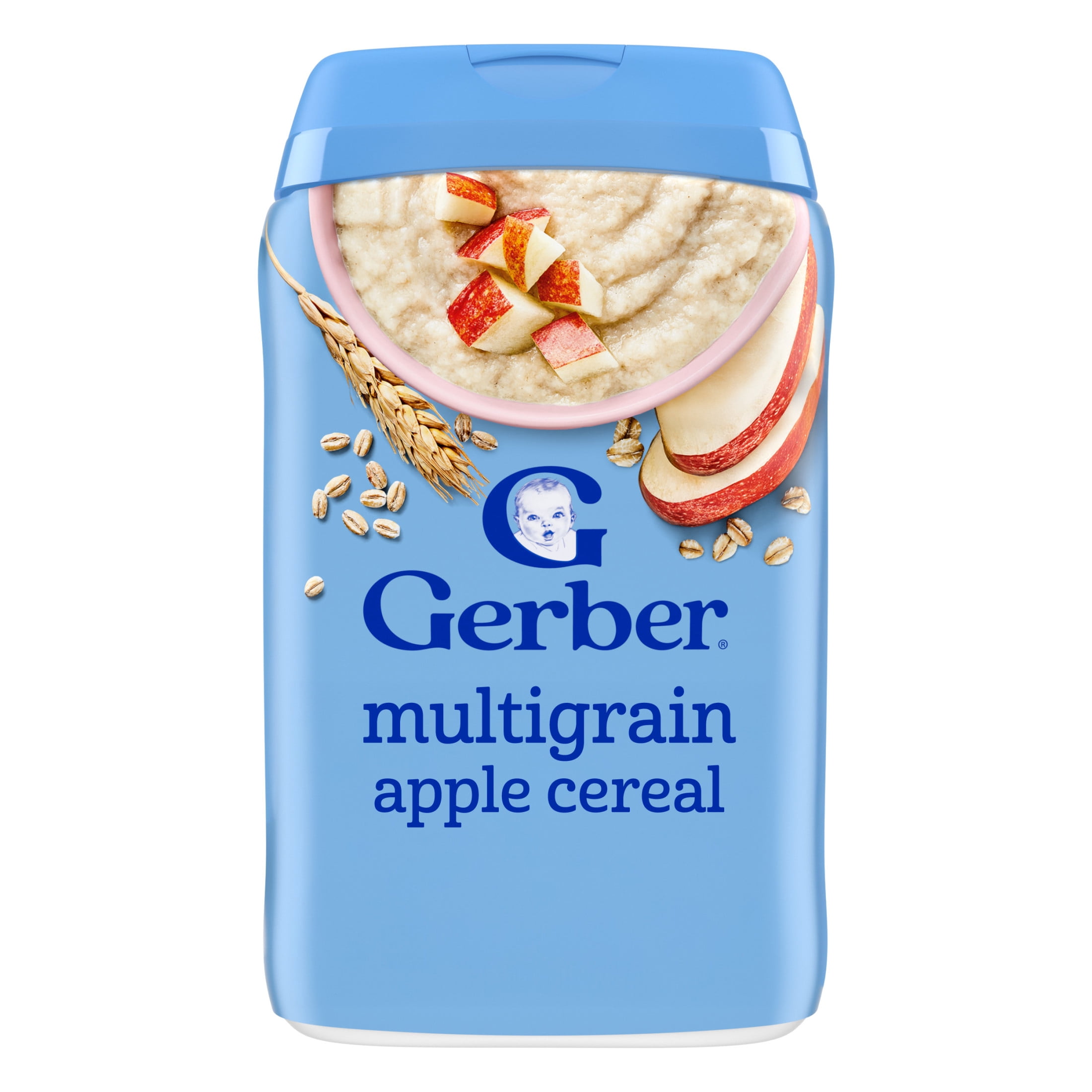 (6 pack) Gerber Stage 2 Baby Food with 60% DV Iron, Multigrain Apple Cereal, Whole Grains, 8 oz