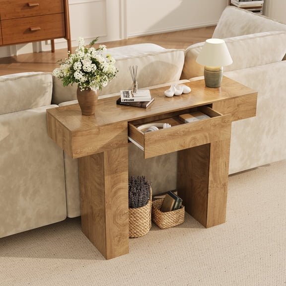 M optimized 47" Console Table with Drawer, Wooden Sofa Table Behind The Couch, Farmhouse Entryway Foyer Hallway Tables for Entrance, Living Room