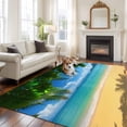 thumbnail image 3 of Ocean Beach Large Area Rugs for Bedroom Living Room, Non Slip Carpet Bedside Rug, Blue Sea Shoreline Coconut Coastal Palm Tree Rectangular Floor Cover Kitchen Accent Rug 5'x8' for Dining Room/Office, 3 of 9