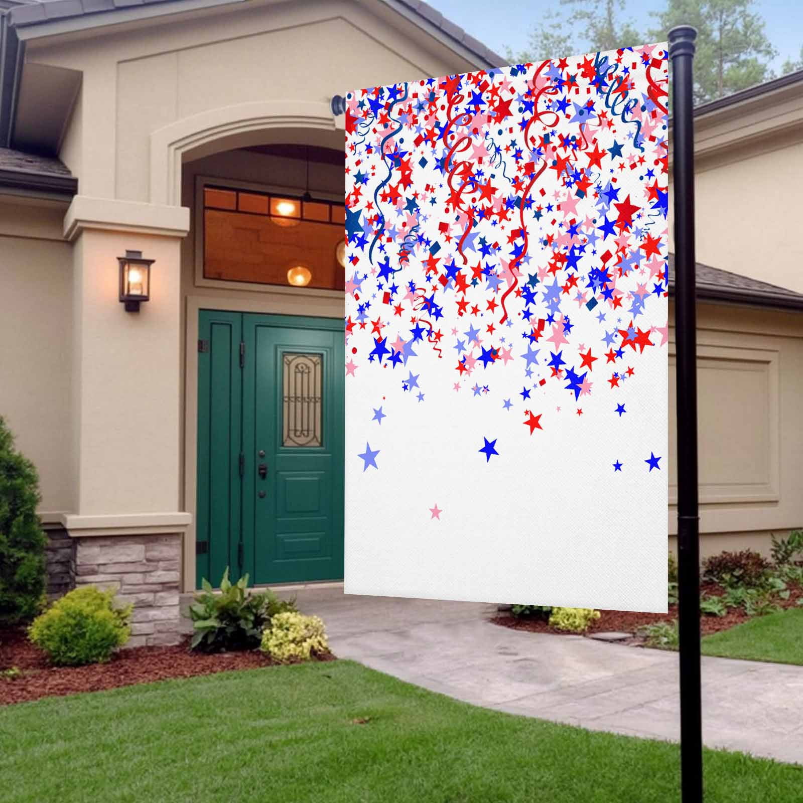 4th of July Garden Flags Patriotic Stars Ribbon Garden Flag Double Sided Welcome Flag Red White Blue Independence Day Yard Flags for Outdoor Lawn Porch Memorial Day Seasonal Holiday Decor 28x40 Inch