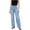 Blue, variant on LEAVINGSUO Straight Leg Cargo Jeans Trousers for Women Fashion High Waisted Pockets Solid Color Button Zipper Casual Denim Pants Black S