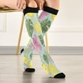 thumbnail image 5 of Coolnut 1 Pack Pineapple Flowers Tropical Leave Compression Socks for Women Men Knee High Stocking for Running,Athletic,Medical, 5 of 6