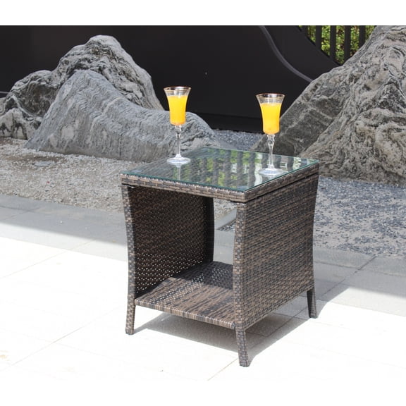 Outdoor patio Furniture 1 Coffee Table with clear tempered glass