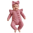 thumbnail image 3 of Baby Bodysuits Unisex Bodysuit Boys Girls Clothes Newborn Baby Girl Ruffle Long Sleeves Corduroy Romper Bodysuit,corduroy romper 0-3 Months, 3 of 9