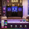 thumbnail image 6 of Homieasy Assembled Wine Bar Cabinet with Power Outlet and LED Lights, Wood Black, 6 of 7
